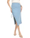 Chaser Trinidad Denim Maxi Front Slit Skirt In Classic Blue In Blue