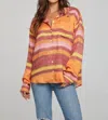 Chaser Saville Button Down In Sunset Stripe In Multi