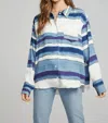 Chaser Saville Button Down Shirt In Pacific Stripe In Multi
