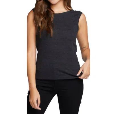 Chaser Shirred Back Tank Top In Black In Gray