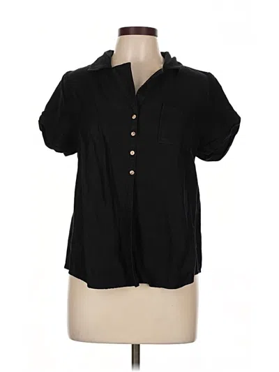 Pre-owned Chaser Short Sleeve Blouse In Black