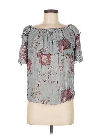 Pre-owned Chaser Short Sleeve Blouse In Gray