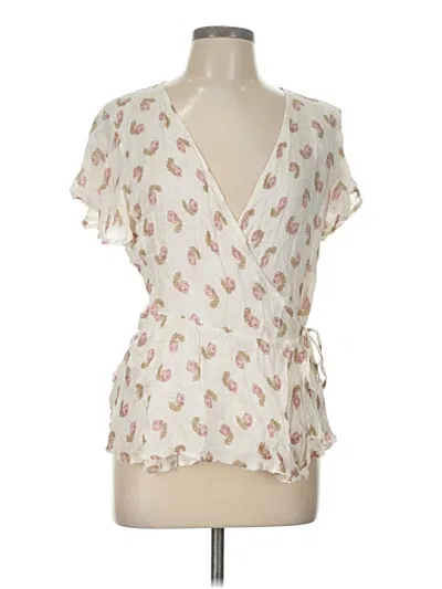 Pre-owned Chaser Short Sleeve Blouse In White