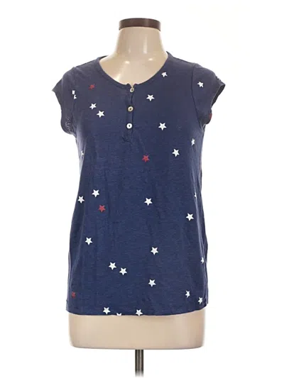 Pre-owned Chaser Short Sleeve Henley Shirt In Blue