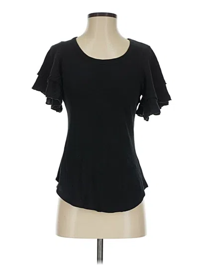 Chaser Short Sleeve Top Black Ruffles Neckline Tops