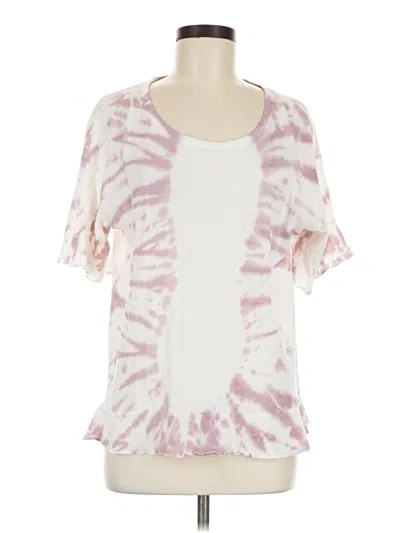 Chaser Short Sleeve Top Pink Tie-dye Pattern Scoop Neck Tops