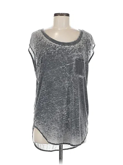 Pre-owned Chaser Short Sleeve Top Silver Metallic Pattern Scoop Neck Tops