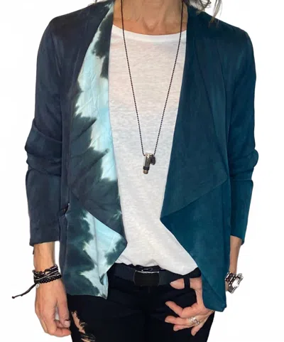 Chaser Silk Draped Jacket In Teal In Blue