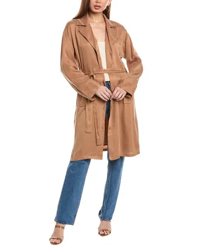Chaser Silky Twill Ford Trench Coat In Brown