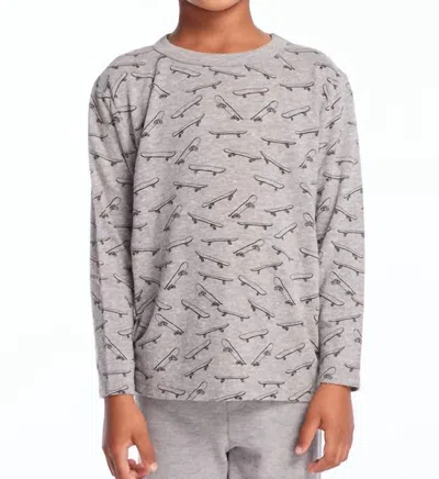 Chaser Kids' Skateboard Toss Long Sleeve Tee In Streaky Grey In Gray