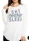 Chaser Ski Drink Sleep Tee In White In Multi