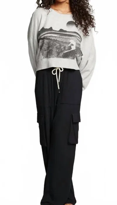 Chaser Ski Life Long Sleeve Crop Sweatshirt In Heather Grey In Gray