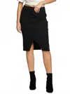 Chaser Slit Pull On Midi Skirt In True Black In Black
