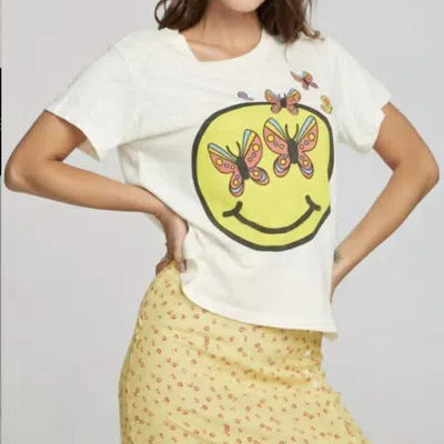 Chaser Smiley Butterflies Tee In White
