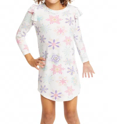 Chaser Kids' Snowflake Long Sleeve Dress In White