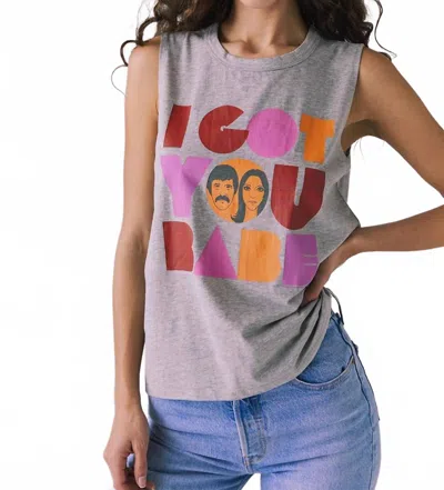 Chaser Sonny And Cher I Got You Babe Tank Top In Heather Grey In Gray