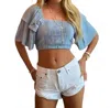 Chaser Square Neck Crop Top In Blue In Blue