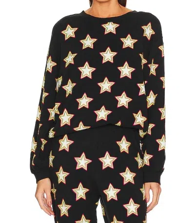 Chaser Star Toss Pullover Top In Black