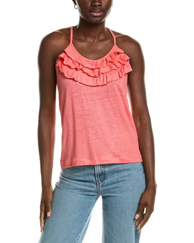 Chaser Strappy Ruffle Linen-blend Cami In Pink