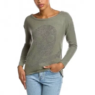 Chaser Studded Skull Long Sleeve Tee In Safari Green In Multi