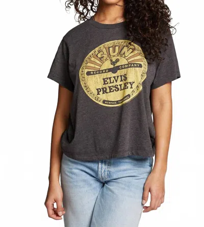 Chaser Sun Records Elvis Vinyl Crewneck Tee In Black In Multi