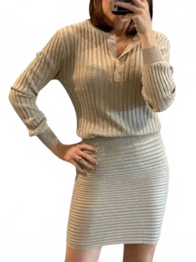 Chaser Sweater Shimmer Dress In Beige In Neutral