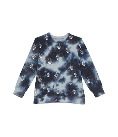 Chaser Sweatshirt Boy Black Blue Tie Dye Skeleton Peace Crew Neck Gbo278