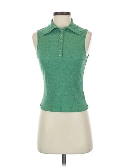 Pre-owned Chaser Tank Top Green Collared Neckline Tops