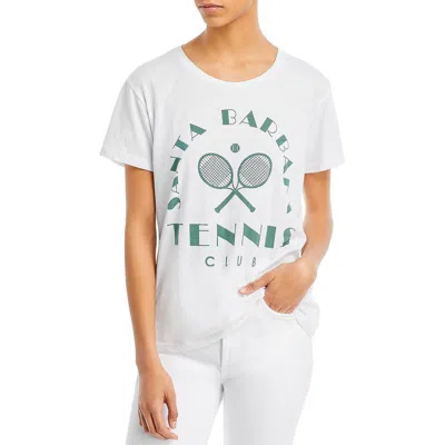 Chaser Tennis Club Womens Graphic Short Sleeves Graphic T-shirt In White