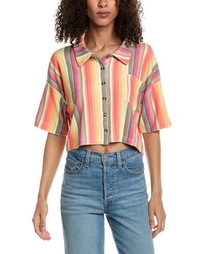 CHASER CHASER TERRY BUTTON-DOWN CROP TOP