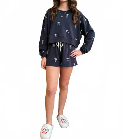 Chaser Tossed Bows Sweat Shorts In Blue