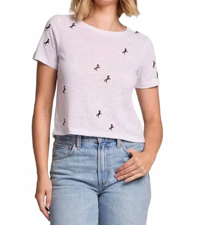 Chaser Tossed Horses Short Sleeve Tee In White In Purple