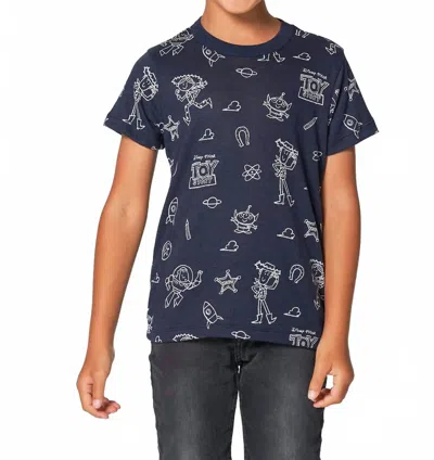 Chaser Kids' Toy Story Doodle Pattern Short Sleeve Tee In Avalon In Blue