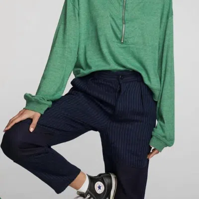 Chaser Triblend Half Zip Pullover With Rib In Green