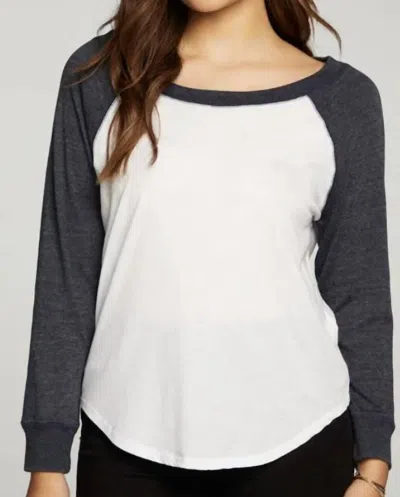 Chaser Triblend Jersey Long Sleeve Baseball Tee In White And Avalon In Multi