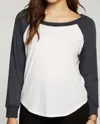 Chaser Triblend Jersey Long Sleeve Baseball Tee White & Avalon In White And Avalon In Multi