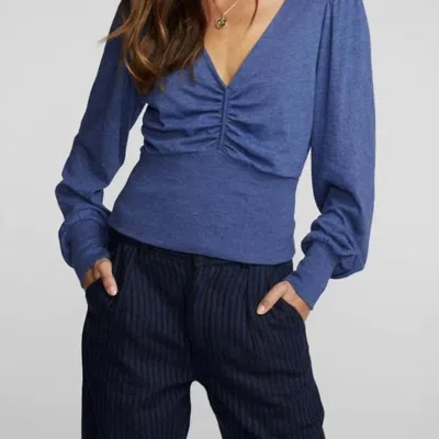 Chaser Triblend V-neck Long Sleeve Top In Blue