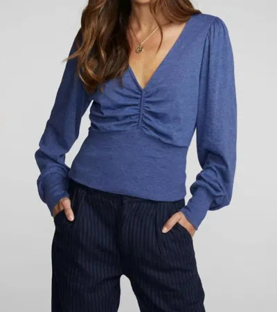 Chaser Triblend V-neck Long Sleeve Top In Lapis Blue In Multi