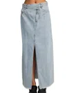 Chaser Trinidad Denim Maxi Front Slit Skirt In Classic Blue In Blue