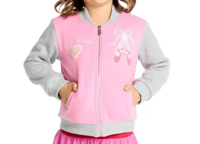 Chaser Kids' Tutu Ally Fleece Bomber Jacket In Pink/gray