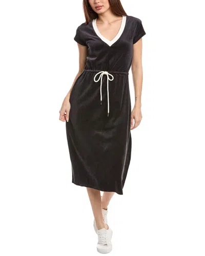 Chaser Velour Contrast Rib Woods Maxi Dress In Black