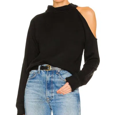 CHASER VENTED SHOULDER LONG SLEEVE MOCK NECK RAGLAN PULLOVER IN TRUE BLACK