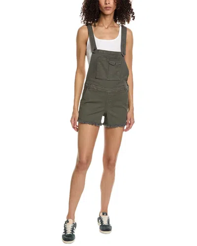 Chaser Vintage Canvas Cross Back Shortall In Green