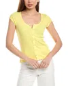 Chaser Vintage Rib Snap Front Henley In Yellow