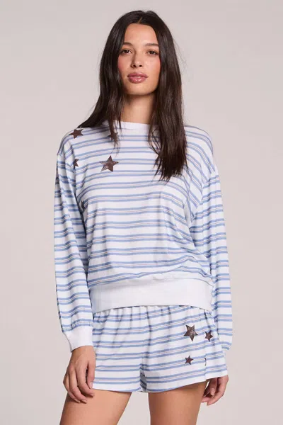 Chaser Vintage Stars Long Sleeve Top In Blue Stripe