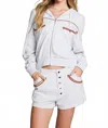 Chaser Western Details Zip Up Hoodie In Light Heather Grey In Gray