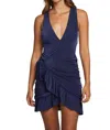Chaser Westside Mini Dress In Dark Denim In Blue