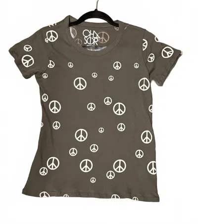 Chaser Women's Allover Peace Graphic Tee In Charcoal In Multi