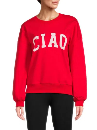 Chaser Women's Ciao Crewneck Sweatshirt In Crimson
