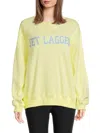 Chaser Women's Drop Shoulder Cotton Sweatshirt In Light Yellow